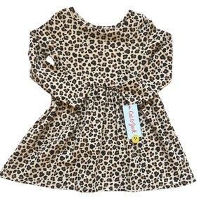 💥3/$20 – 3T Cat & Jack Toddler Girl Leopard Print Long Sleeve Dress NWT